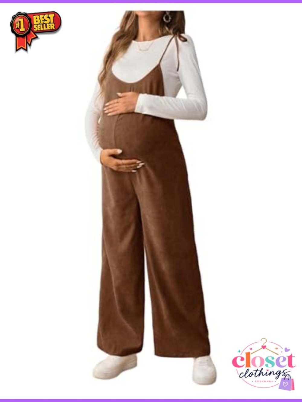 Maternity Wide Leg Overalls Sleeveless Backless Tie Shoulder Jumpsuit